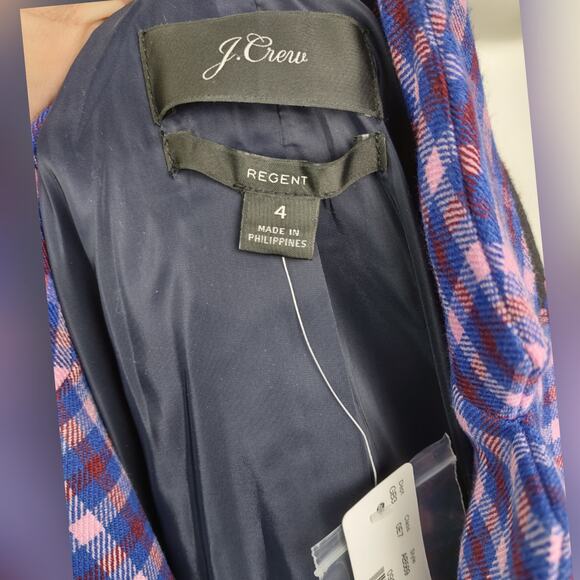 J. Crew Regent Blazer in Mott Plaid Royal Petunia Size 4 purple, red blue pink - Picture 5 of 15